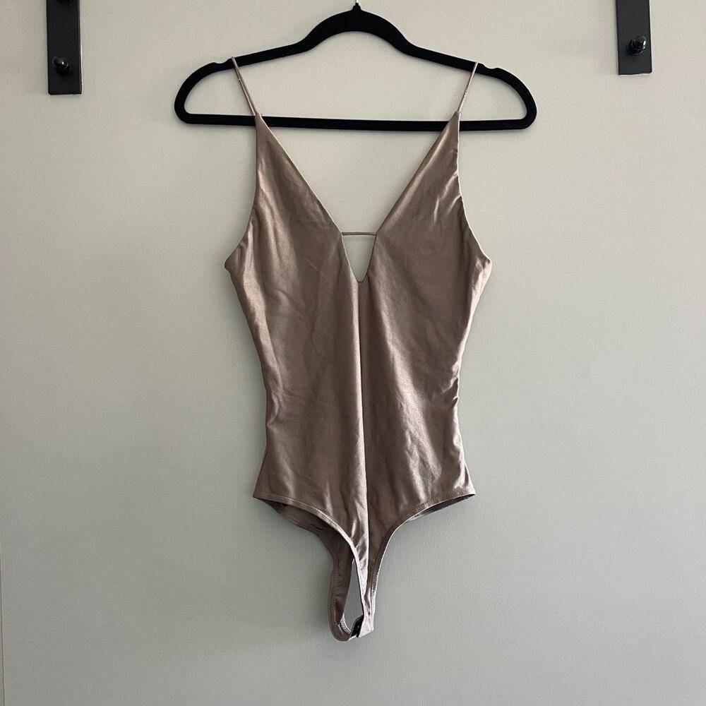 V Neck Light Brown Bodysuit
